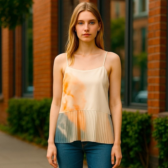 Nine West Beautiful Pleated Waist Spaghetti Strap Top - Picture 8 of 8